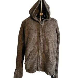 Style Co Petite Hooded‎ Zip Up Sweater Jacket Marl Knit Large